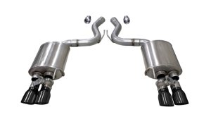 Ford Mustang Performance Exhaust - Rear - CORSA Performance - Axle-Back Sport with 4in Black Tips - Black - `18-`23